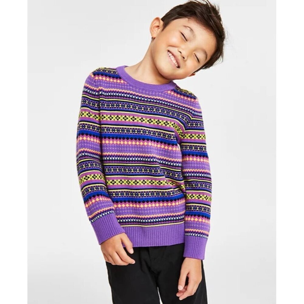 Holiday Lane Little Boys Size 6 Bright Stripe Fair Isle Sweater Purple $40 061